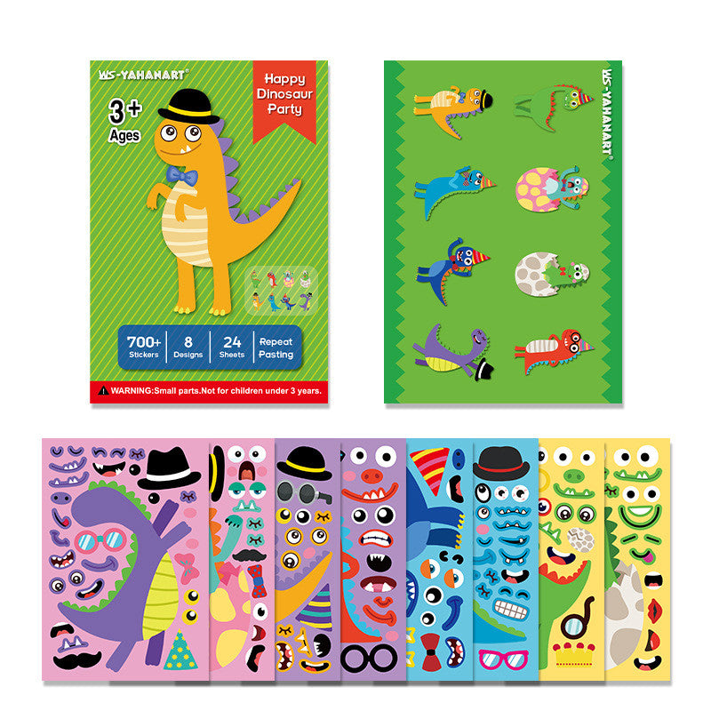 Children's Cartoon Dinosaur Theme DIY Emoji Stickers